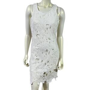 Japana Medium White Lace Tank Dress Lined Zip Back
